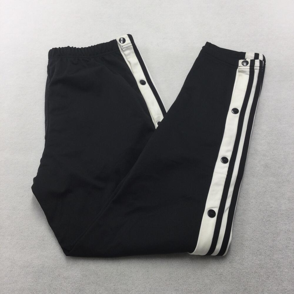 Adidas Track Pants Mens Medium Black Tear Away Snap Side Stripe Originals